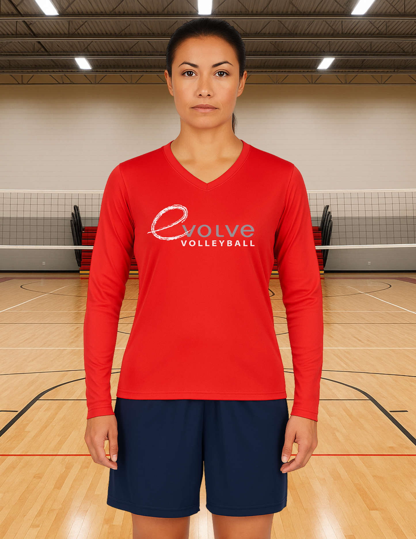 eVolve Ladies Vneck Athletic Style Long Sleeve