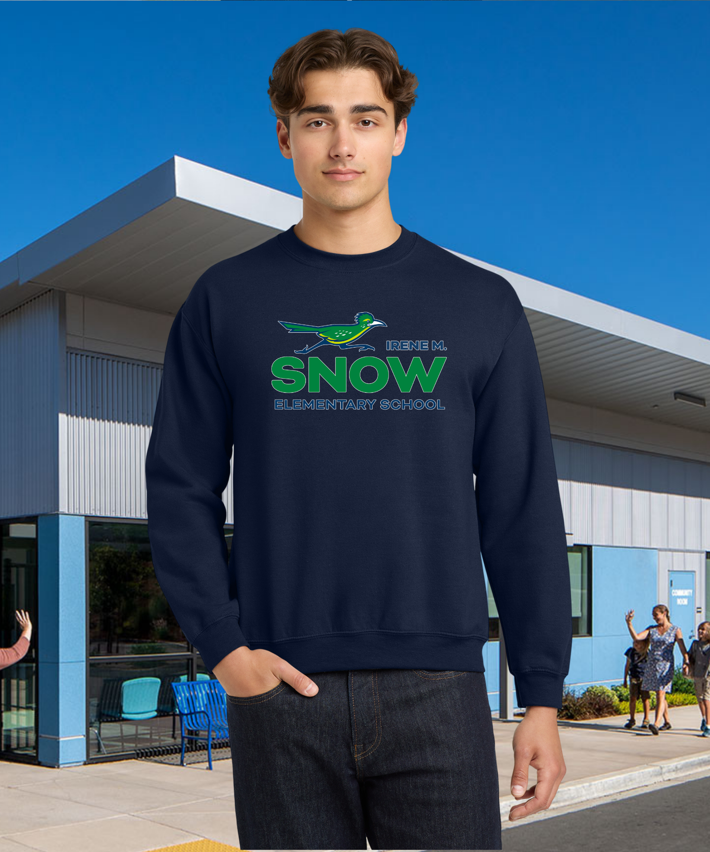 Snow Full Color Adult Crewneck Pullover
