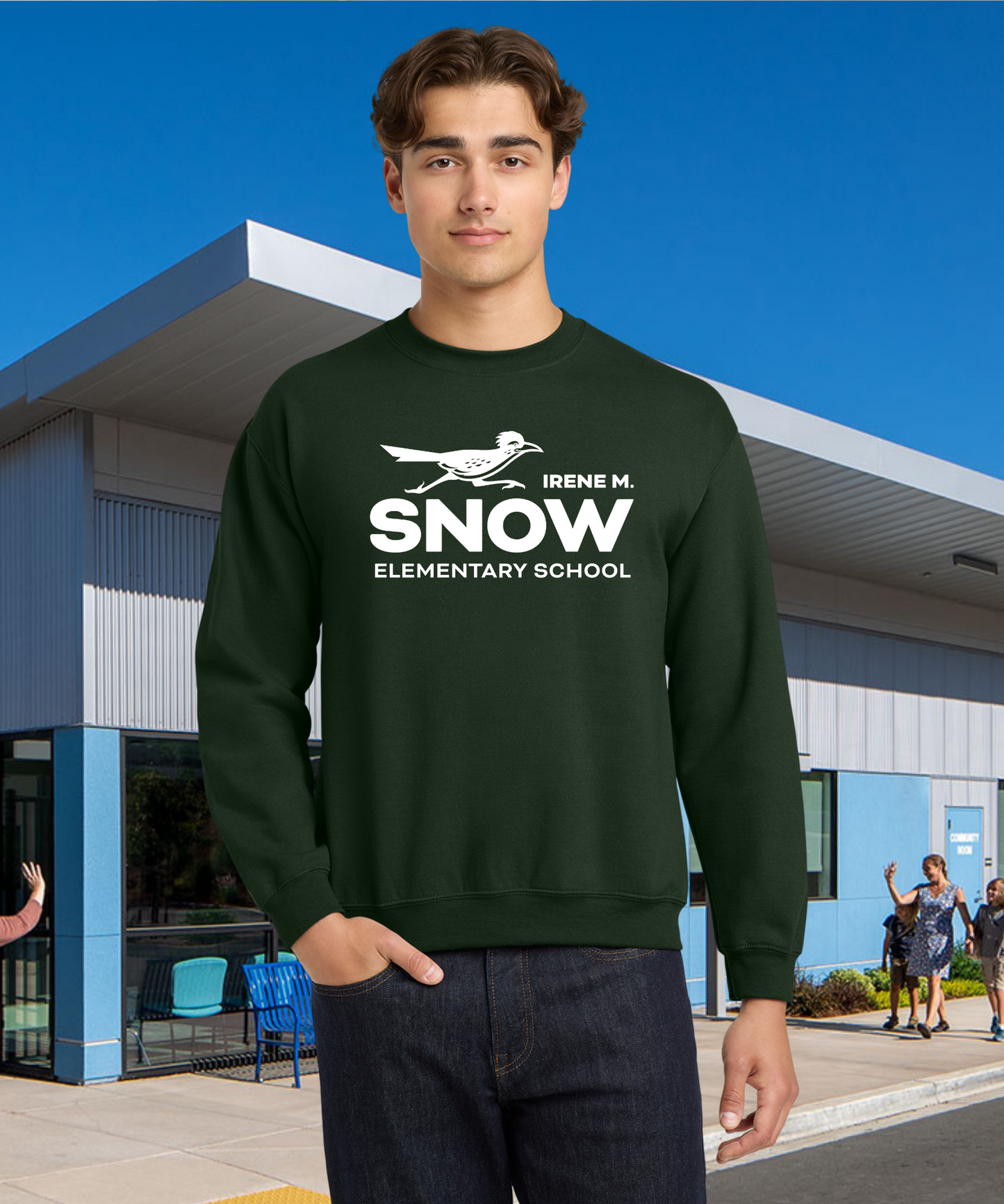 Snow Single Color Adult Crewneck Pullover