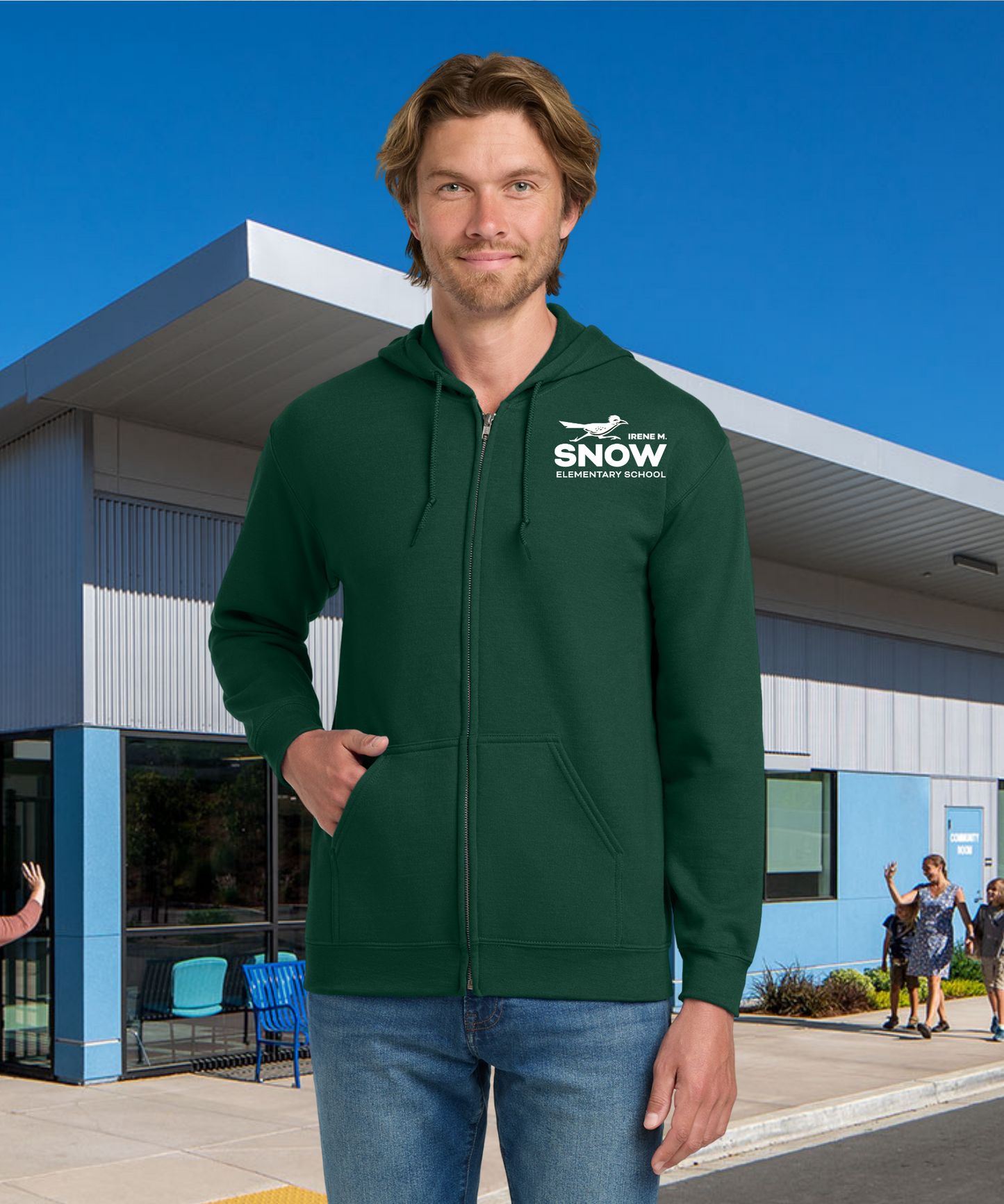 Snow Single Color Zip Up Hoodie