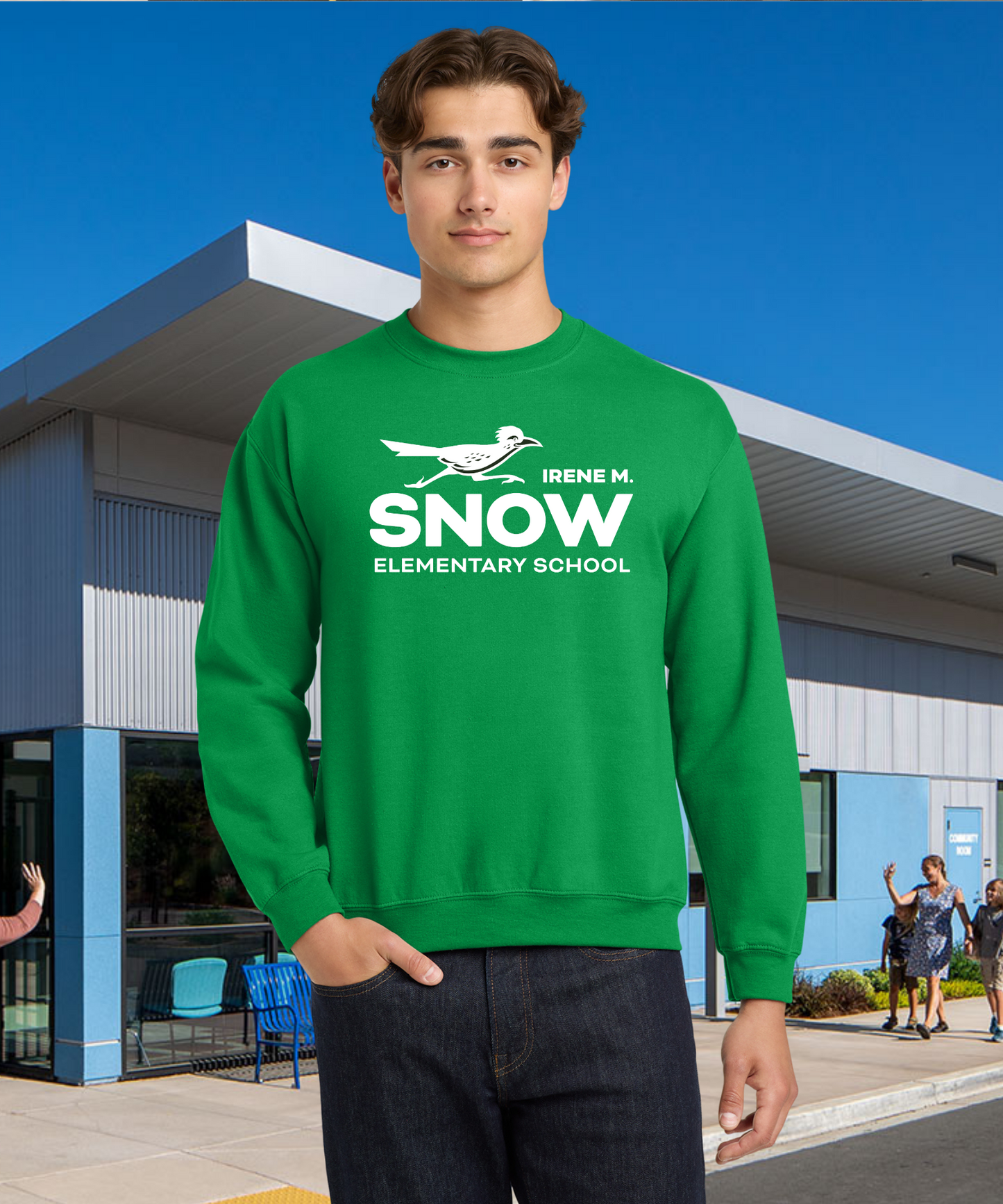 Snow Single Color Adult Crewneck Pullover