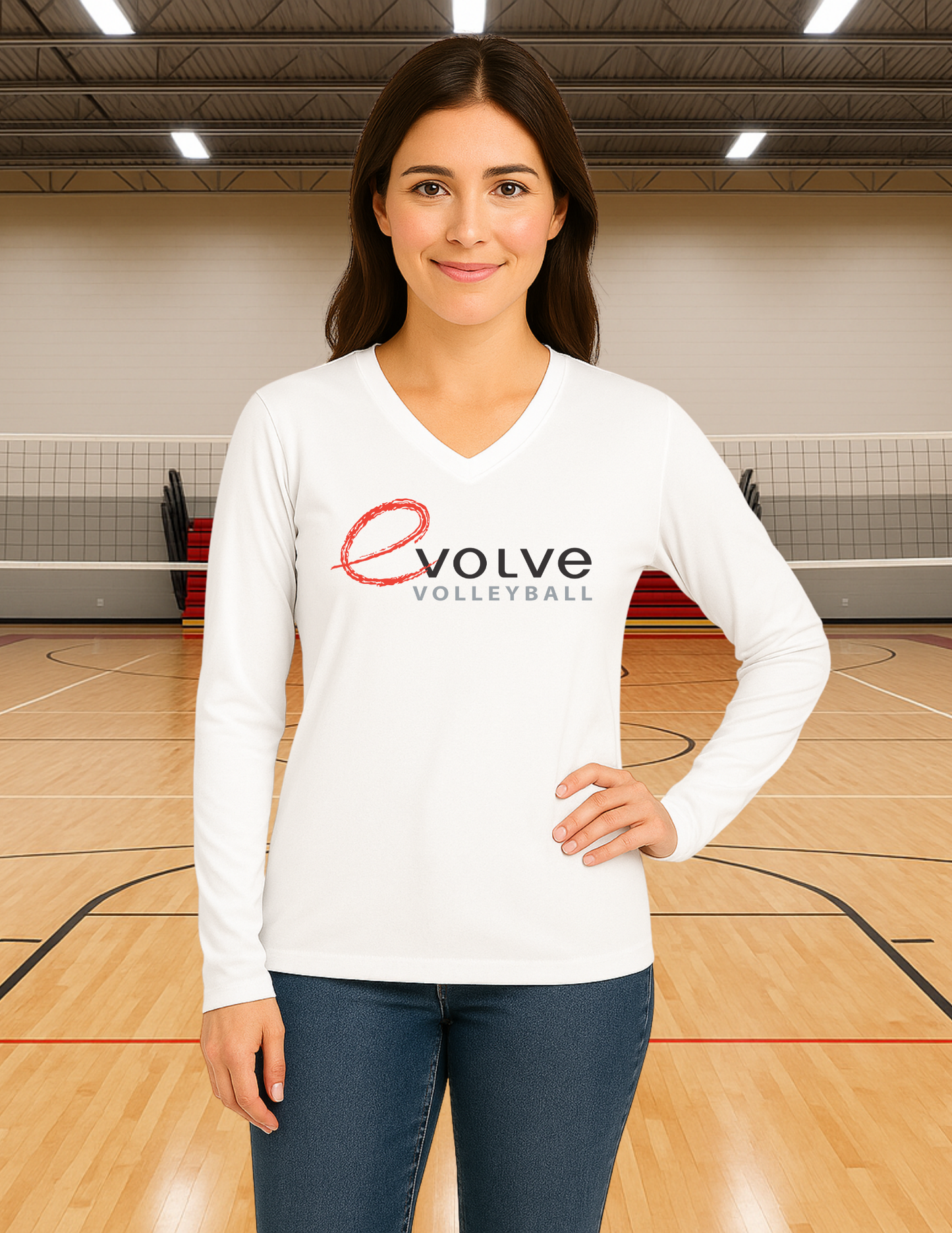 eVolve Ladies Vneck Athletic Style Long Sleeve