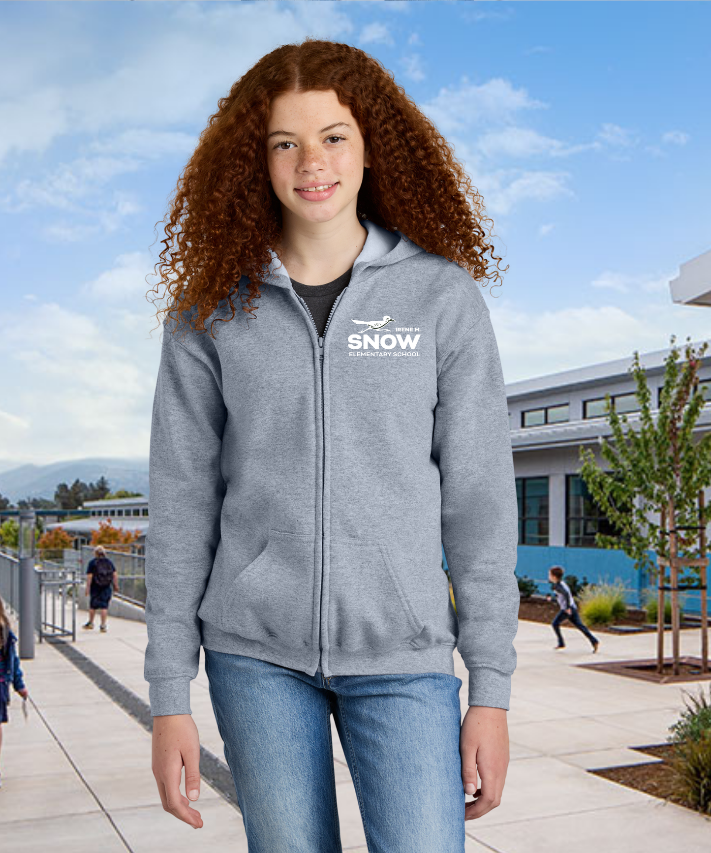 Snow Single Color Youth Zip Up Hoodies