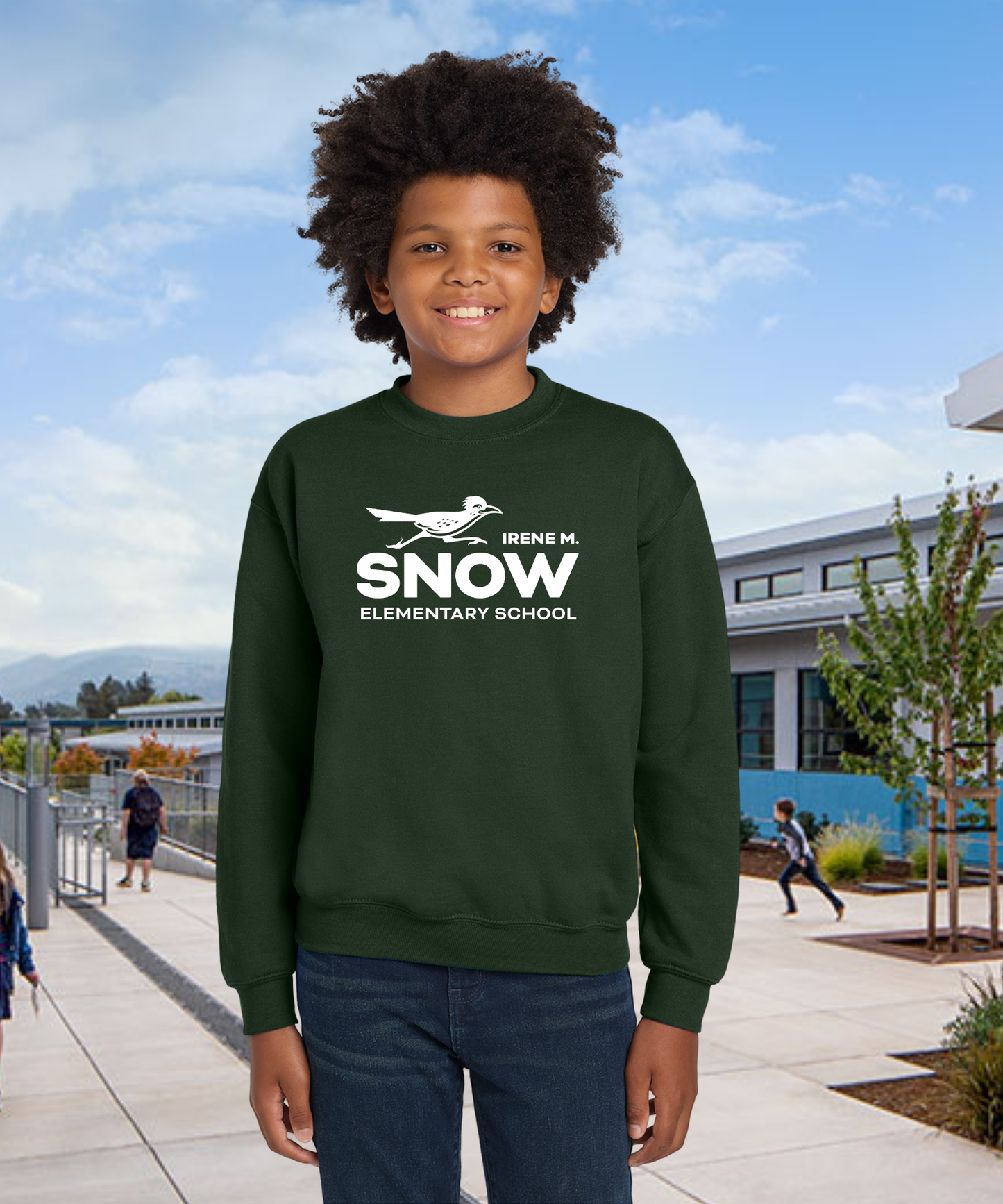 Snow Single Color Youth Crewneck Pullover