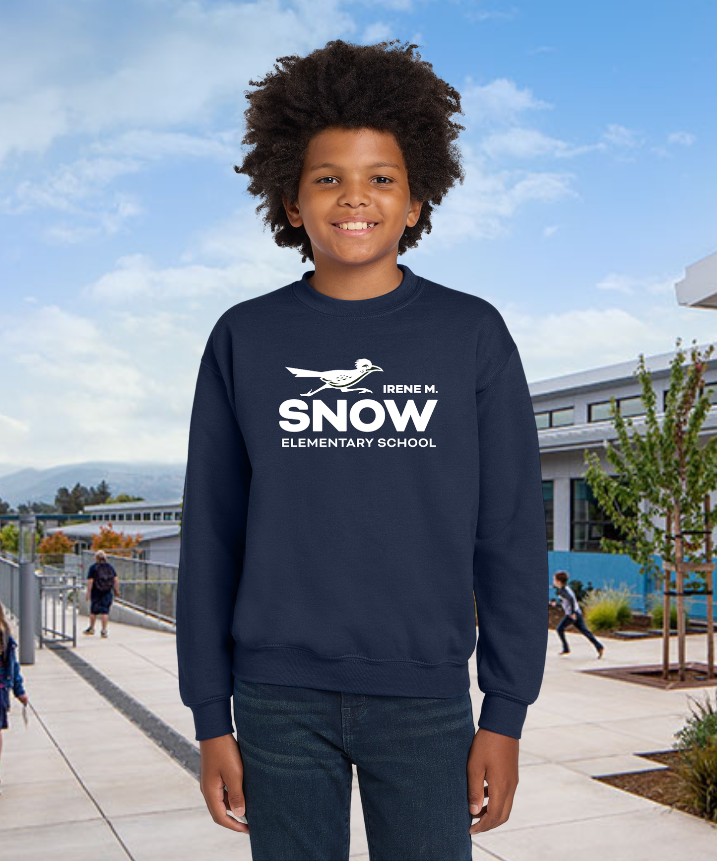 Snow Single Color Youth Crewneck Pullover