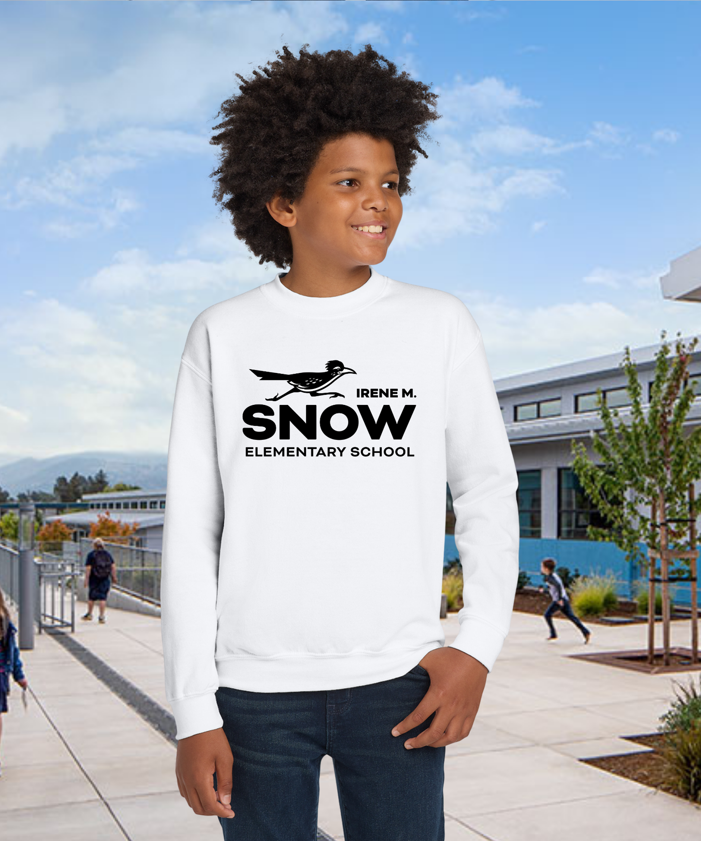 Snow Single Color Youth Crewneck Pullover